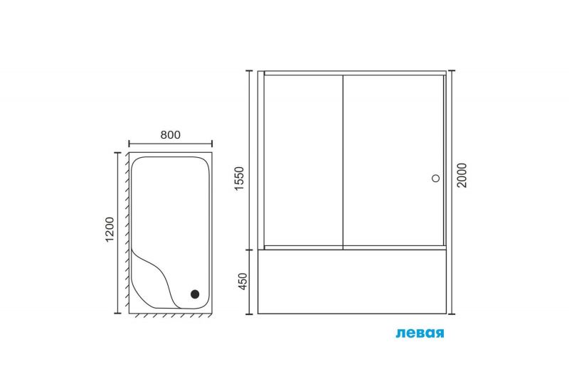 Душевой уголок Royal Bath RB8120BP-T-BL, 80х120 см, L