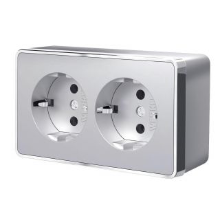 Розетка двойная с заземлением Gallant (серебряный) Werkel W5072106