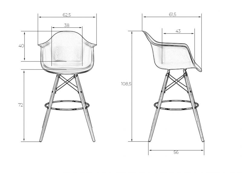 Стул Dobrin 620MPP-LMZL DAW BAR, цвет сиденья черный, цвет основания светлый бук