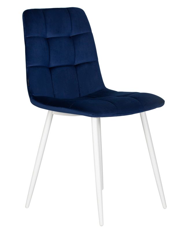 Обеденный стул Dobrin 005 DOBRIN CHILLY, цвет сиденья темно-синий Holland 60, цвет основания белый