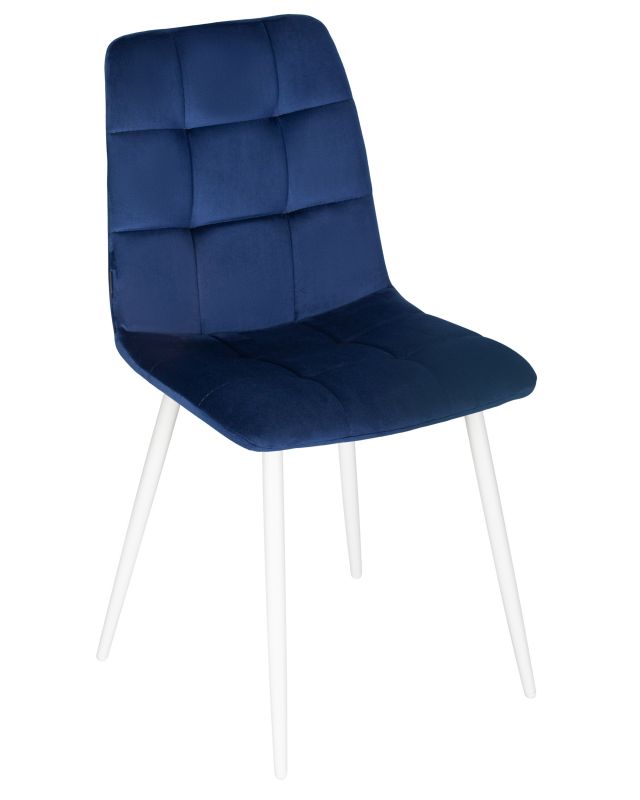 Обеденный стул Dobrin 005 DOBRIN CHILLY, цвет сиденья темно-синий Holland 60, цвет основания белый