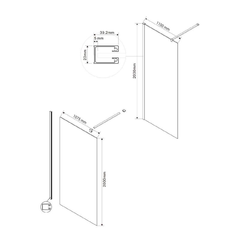 Душевая перегородка Vincea Walk-In VSW-1H110CLB,110 см