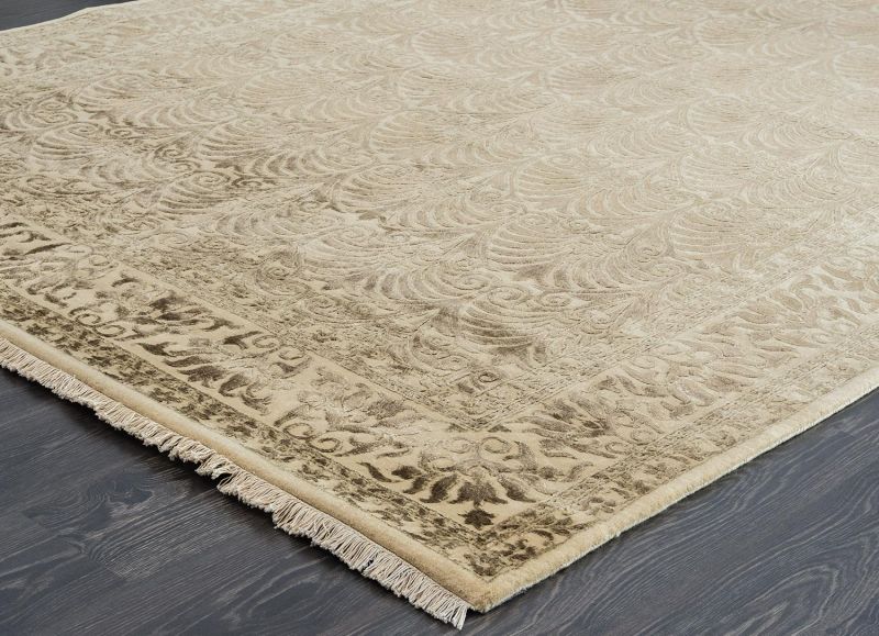 Индийский ковер из шерсти и арт-шёлка Carpet «KING OF AGRA» NO45-CRE-CRE 68 x 133 см фото 3
