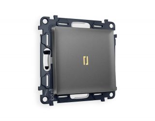 Комплект механизма 1-кл проходного выключателя с подсветкой 3200K Ambrella Volt ALFA Антрацит серый (AP6520, VM105, G22Y) MA652030