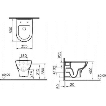 Унитаз подвесной Vitra Zentrum 5795B003-0075