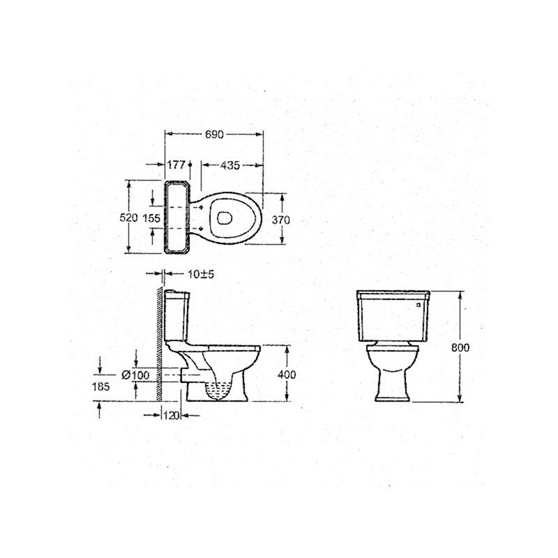 Унитаз напольный Magliezza Retro с боковой ручкой 7011M-br фото 7