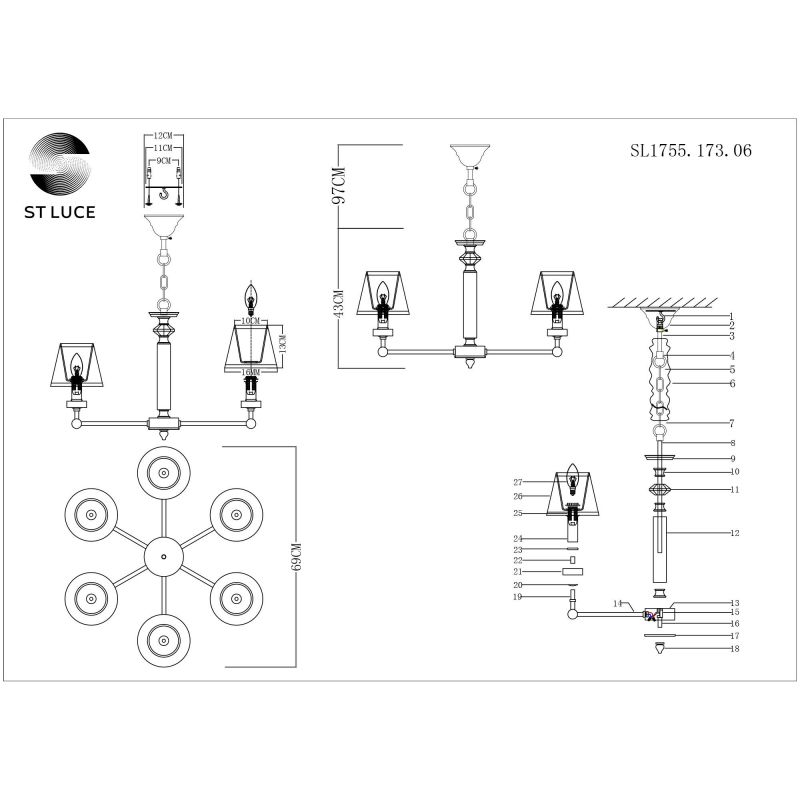 Люстра подвесная ST-Luce VIORE SL1755.173.06