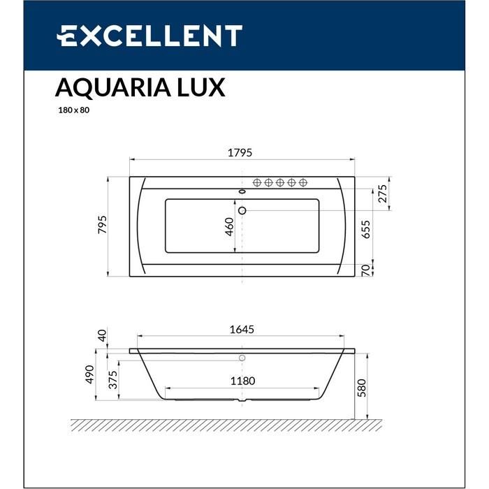 Акриловая ванна Excellent Aquaria Lux WAEX.AQU18.LINE.CR  180x80 с г/м, хром фото 3