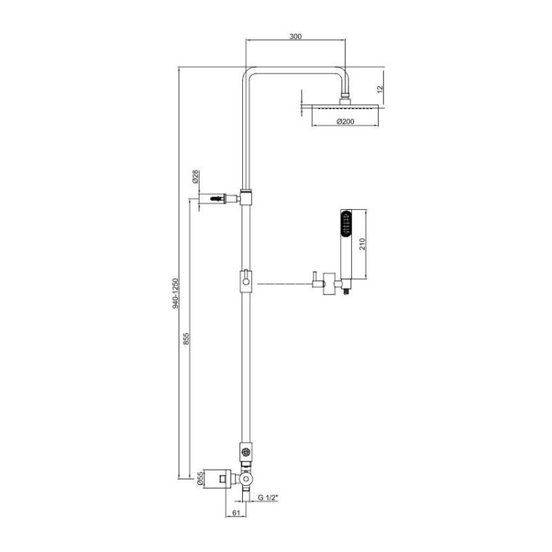 Душевая система Webert Elio EL870105015PVC, хром глянцевый