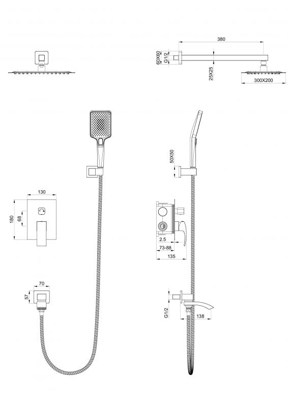 Встраиваемая душевая система WONZON & WOGHAND WW-88939009A-CR Хром фото 2