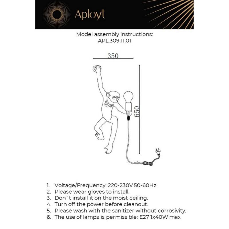 Светильник настенный (Бра) Aployt Magali E27 40W APL.309.11.01 фото 3