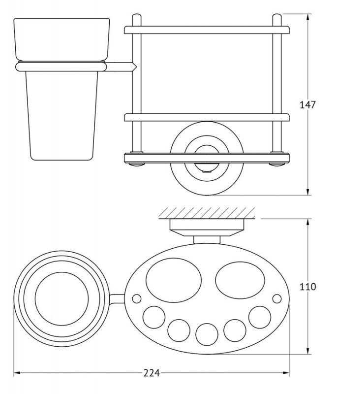 Держатель зубных щеток и пасты со стаканом FBS Standard STA 061