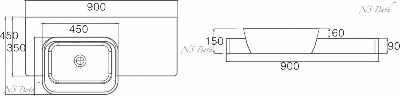 Раковина-столешница NSBath NSS-9045G фото 2