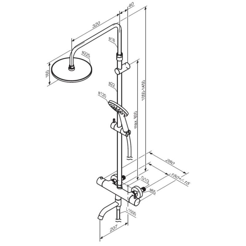 Душевая стойка Damixa Jupiter 977810300 черная