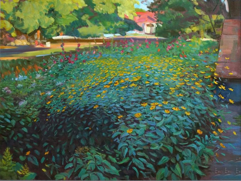 Картина "Цветы у моего дома" Елисеенко Денис