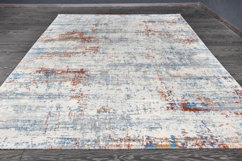 Турецкий ковер из полиэстера и полипропилена Carpet «EFES» D148C-L.GRY-L.BLU 80 x 150 см фото 2