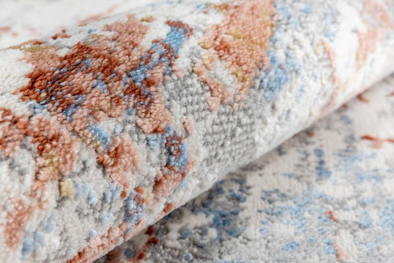 Турецкий ковер из полиэстера и полипропилена Carpet «EFES» D148C-L.GRY-L.BLU 80 x 150 см фото 3