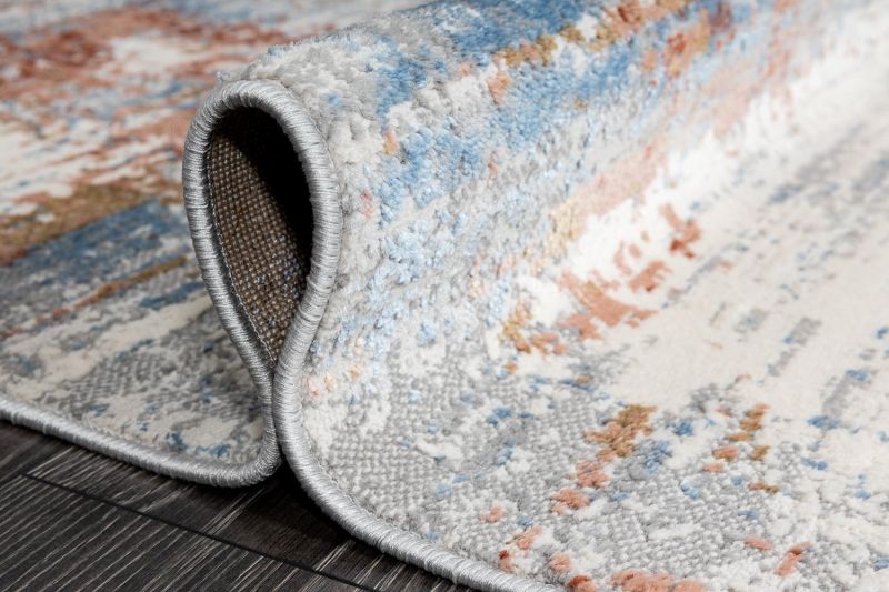 Турецкий ковер из полиэстера и полипропилена Carpet «EFES» D148C-L.GRY-L.BLU 80 x 150 см фото 4