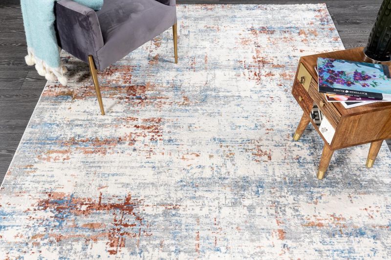 Турецкий ковер из полиэстера и полипропилена Carpet «EFES» D148C-L.GRY-L.BLU 80 x 150 см фото 5