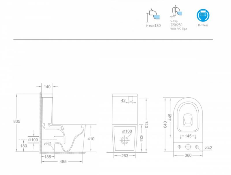 Унитаз-компакт CeramaLux NS-2178 с микролифтом фото 9