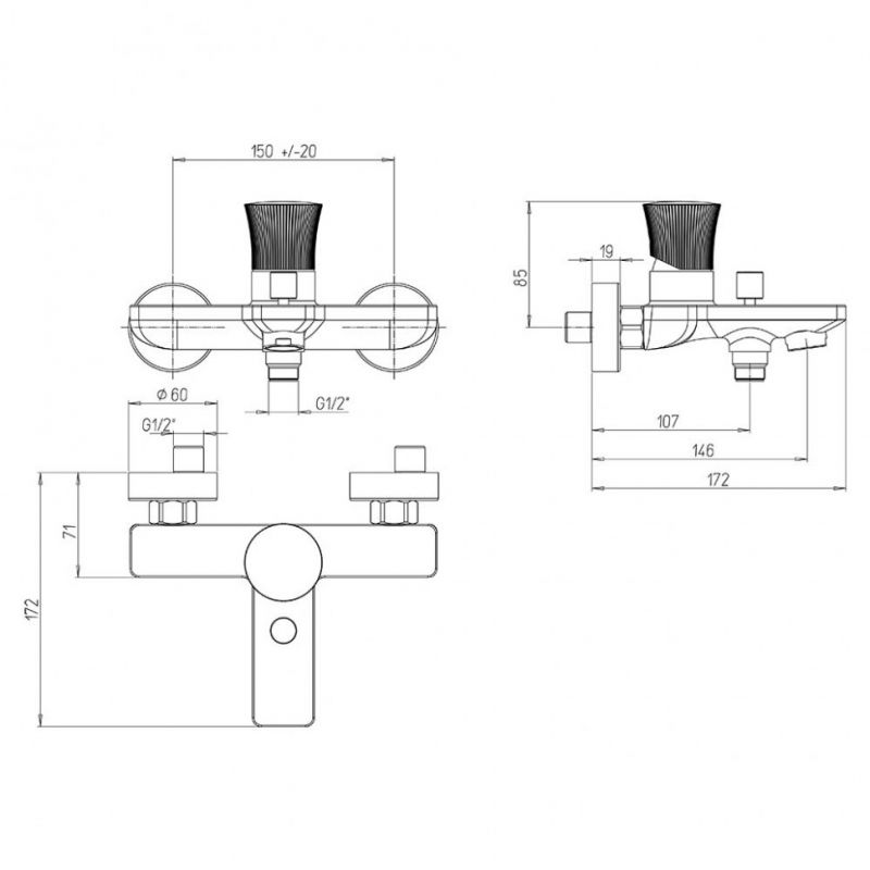 Смеситель для ванны с душем Paini Domus 18CR111PZ фото 3