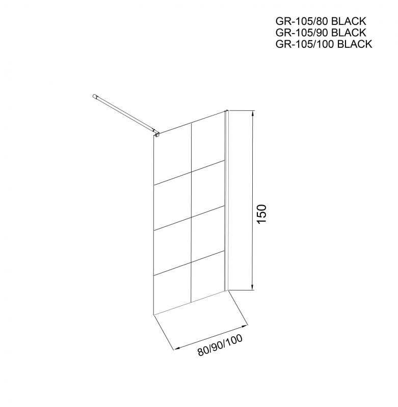 Ограждение на ванну GROSSMAN GR-105/90BLACK 90 см.