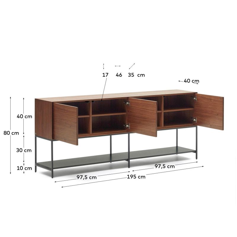 Сервант из орехового шпона со стальными ножками 195 x 80 см Vedrana  La Forma (ex Julia Grup) BD-2607655 фото 8