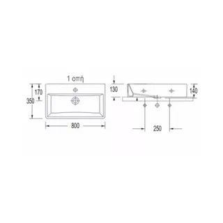 Раковина на столешницу Serel WASHBASIN 80x35x13 2048 фото 2