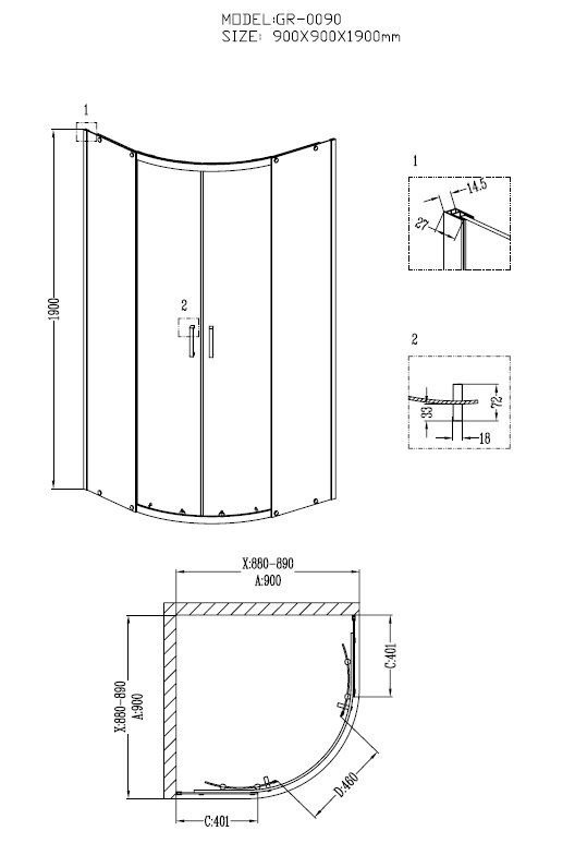 Душевой уголок Grossman Cosmo GR-0090 90х90