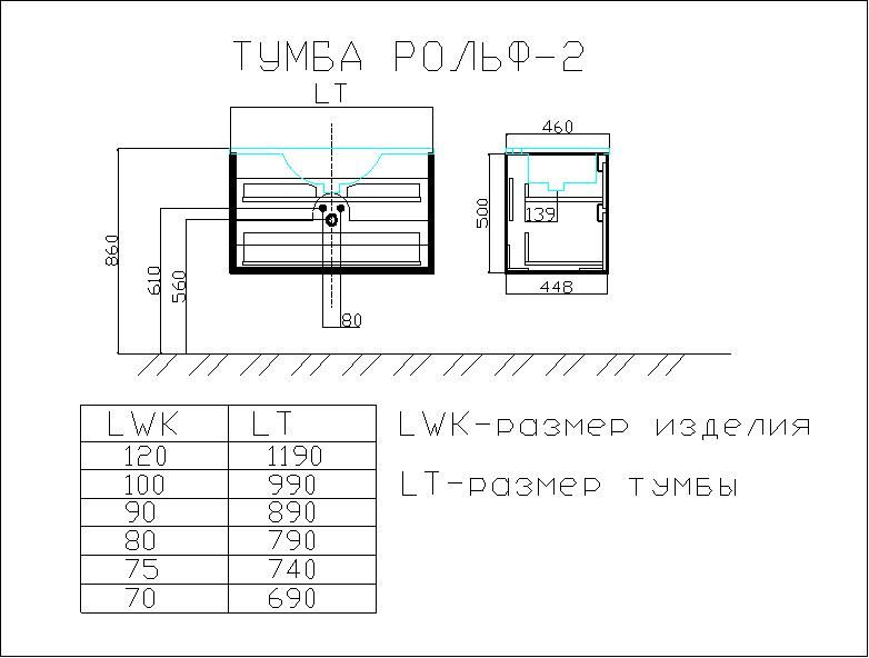 Тумба под раковину SanVit Rolf-2 krolf2100 100 см