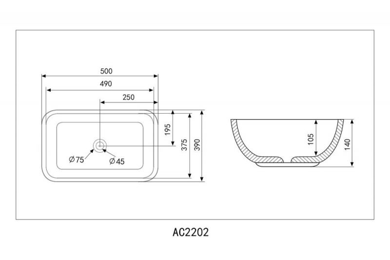 Раковина-чаша Abber Rechteck AC2202MB черная матовая, 50 см фото 5