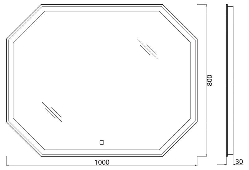 Зеркало со встроенным светильником BelBagno SPC-OTT-1000-800-LED-TCH