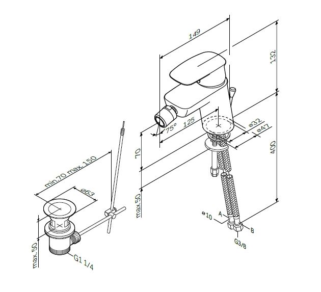 Смеситель для биде AM.PM Spirit 2.1 F71A83100 с д/к