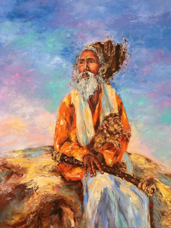 Картина "Садху со своей обезьяной" Маливани Диана