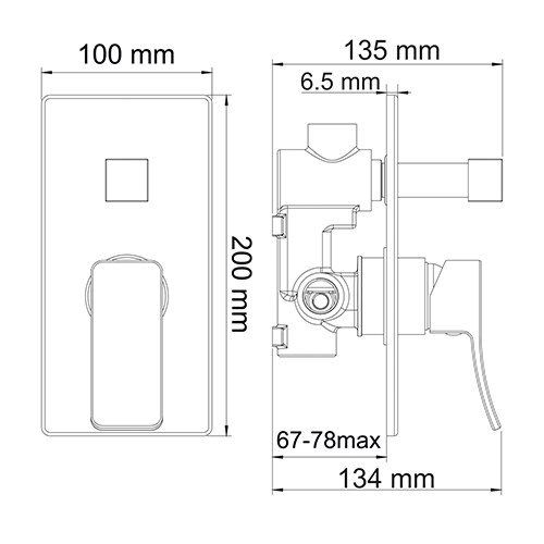 Смеситель для ванны и душа WasserKRAFT Aller 10641W с внутренней частью фото 3