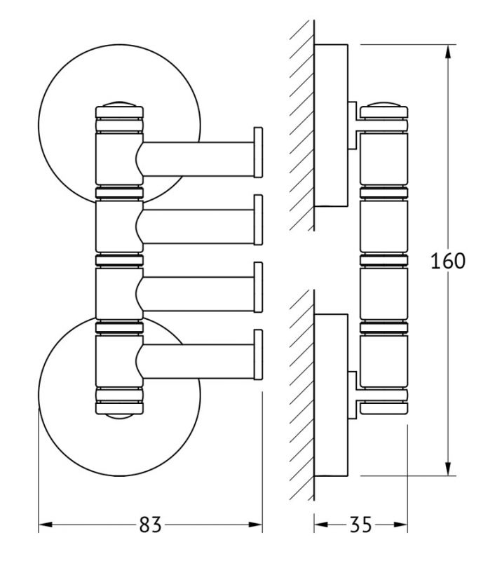 Крючки поворотные Ellux Elegance ELE 004