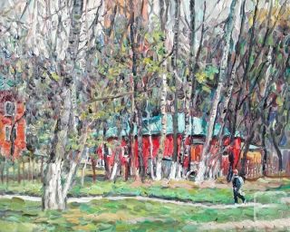Картина "Красный домик весной в Москве" Ягужинская Анна