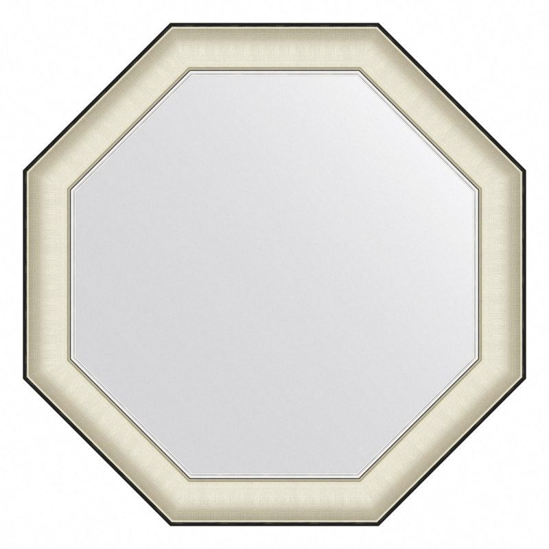 Зеркало настенное Evoform Octagon в багетной раме белая кожа с хромом, 74х74 см, BY 7441