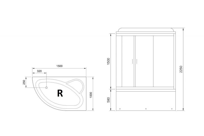 Душевая кабина Royal Bath RB150ALP-T, 100х150 см, R