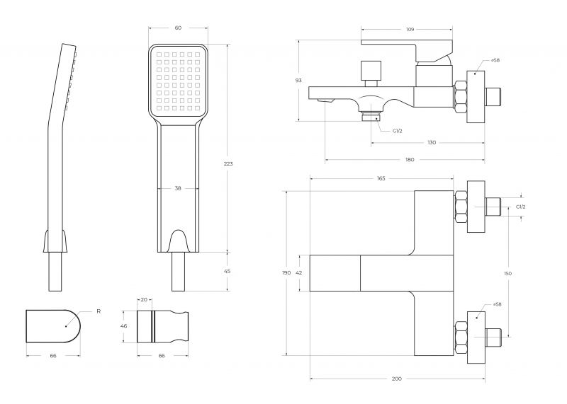 Смеситель для ванны BelBagno Romano ROM-VASM-CRM с душевым гарнитуром, хром