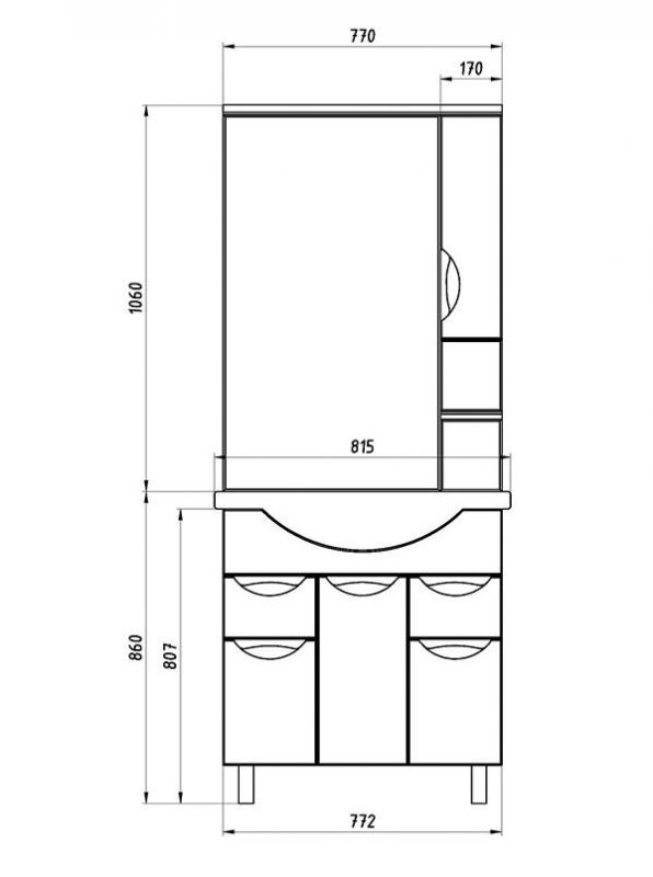 Тумба под умывальник ASB-Mebel Мессина 9621, 80 см фото 3