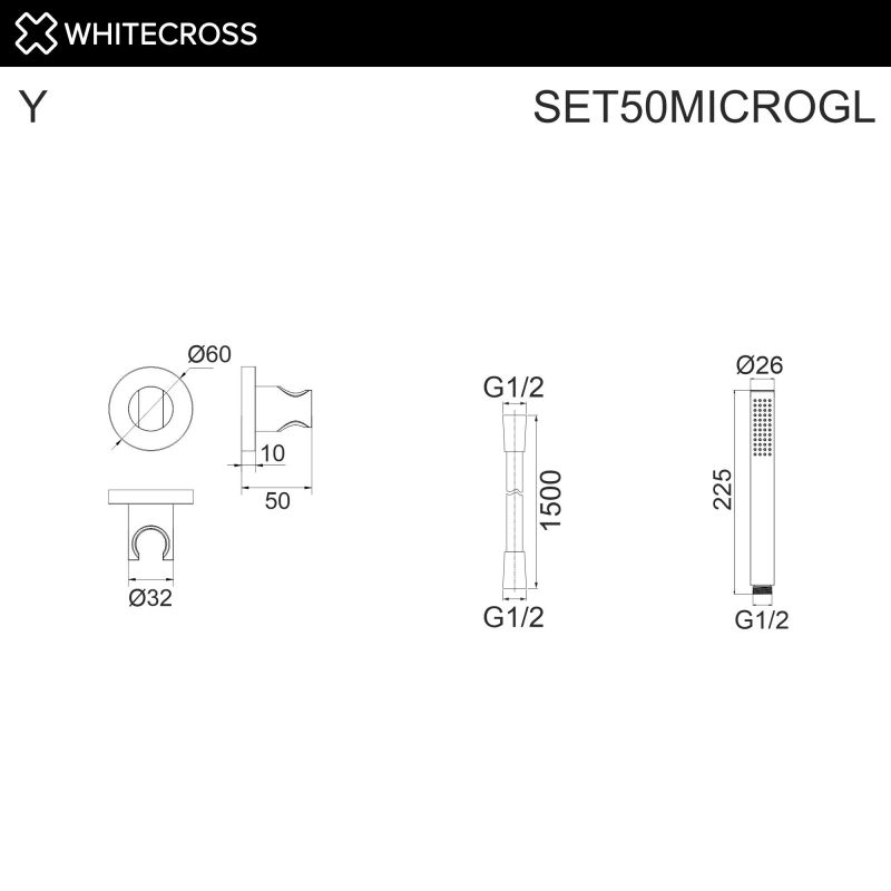 Душевой гарнитур точечный WHITECROSS SET50MICROGL золото фото 2