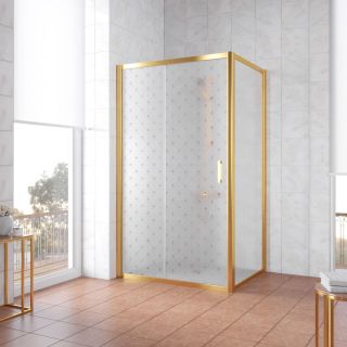 Душевой уголок Vegas Glass ZP+ZPV 160х80 09 R05 R, профиль золотой, стекло с узором