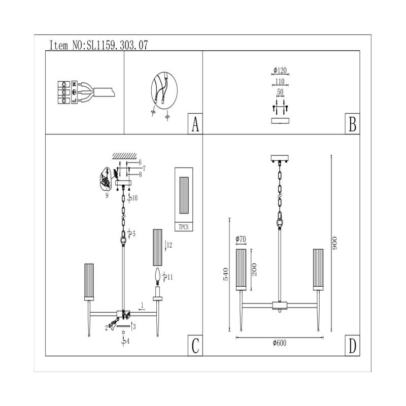 Люстра подвесная ST-Luce ACAZIO SL1159.303.07