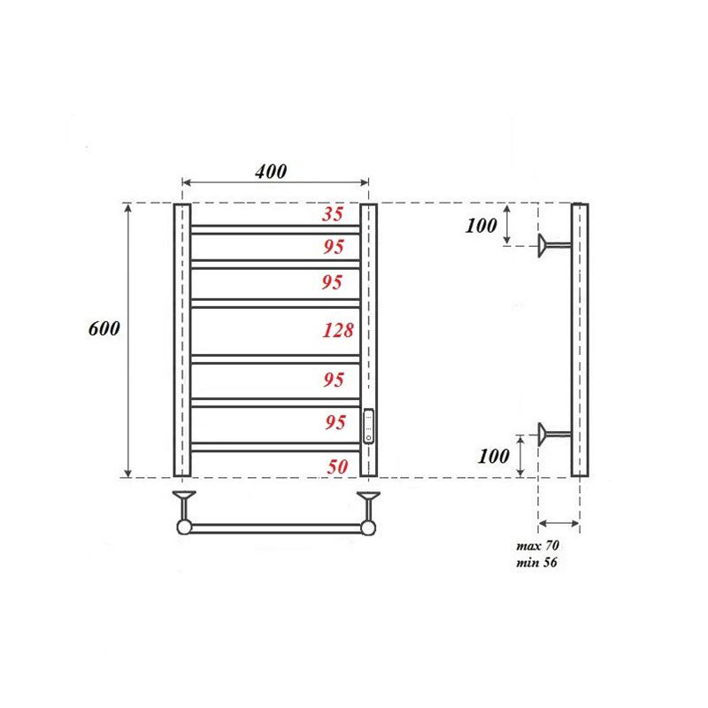 Полотенцесушитель электрический Point Аврора  PN10846B 60x43 черный фото 2