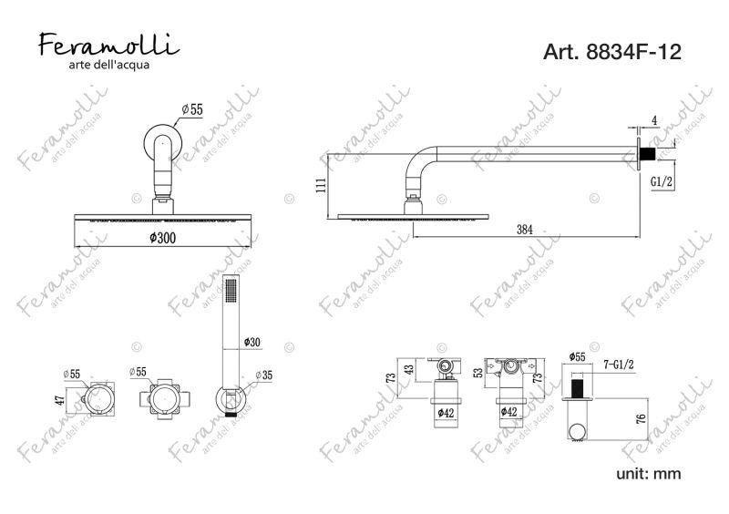 Комплект для душа Feramolli CO8834F-12 хром