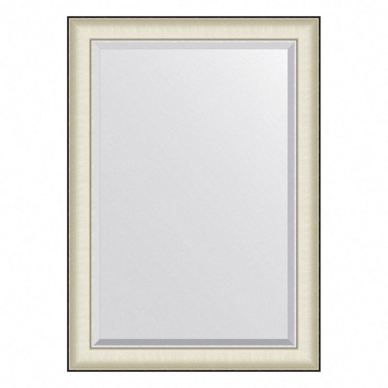 Зеркало настенное с фацетом Evoform Exclusive в багетной раме белая кожа с хромом, 74х104 см, BY 7452