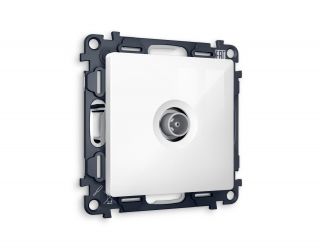 Комплект механизма TV розетки проходной Ambrella Volt ALFA Белый глянец 5-1000 MHz 4dB (AP1130, VM211) MA113030