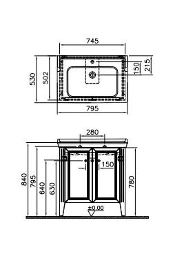 Тумба с раковиной Vitra Valarte 62154