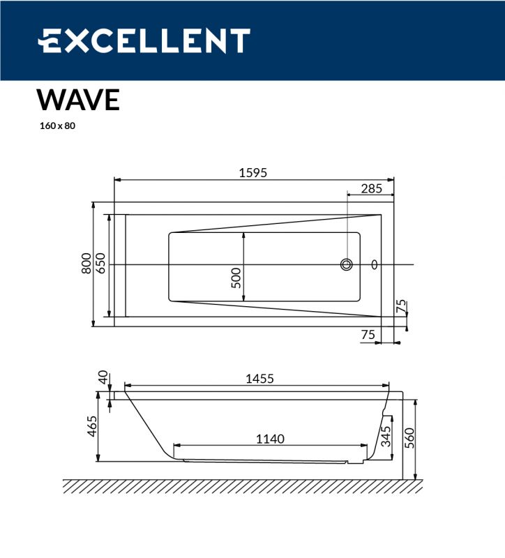 Акриловая ванна Excellent Wave WAEX.WAV160.80WH 160x80 фото 3